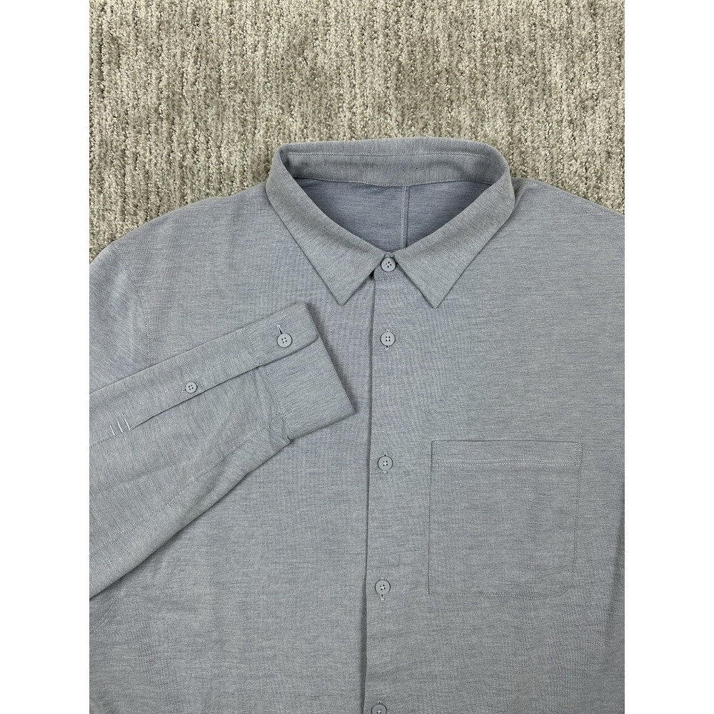 Lululemon Shirt Mens Large Purple Button Up Long Sleeve Pocket Live In Practice